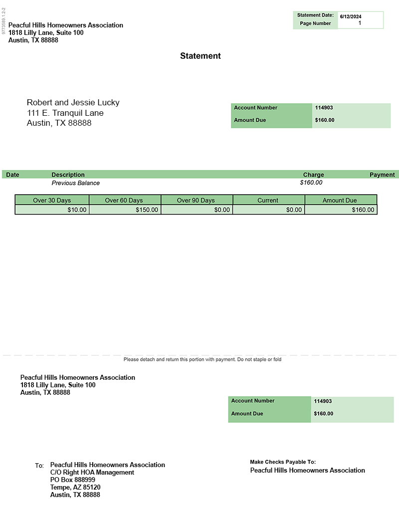 HOA invoice